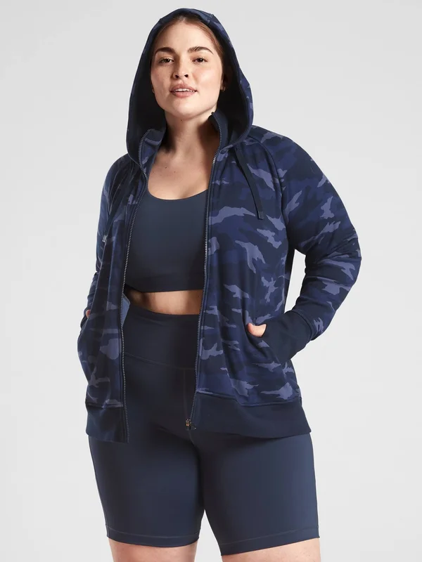 Athleta Women's Triumph Printed Hoodie Navy Camo Plus Size 3X