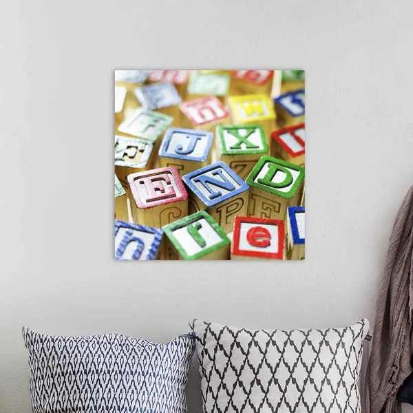 Close-up of Toy Building Blocks - Large Solid-Faced Canvas Wall Art Print, Great Big Canvas