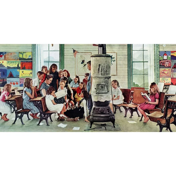 Marmont Hill 'Norman Rockwell Visits A Country School' by Norman Rockwell Painting Print on Canvas - 30 x 60