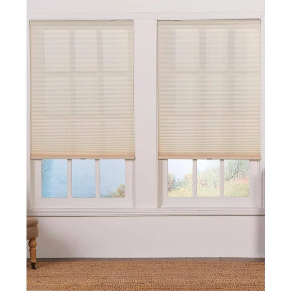 Perfect Lift Window Treatment Cut-to-Width Ecru Cordless Light Filtering Pleated Shade - 60 in. W x 72 in. L - White