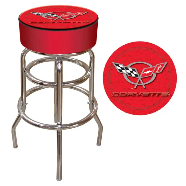 Trademark Corvette C2 Padded Swivel Bar Stool Red
