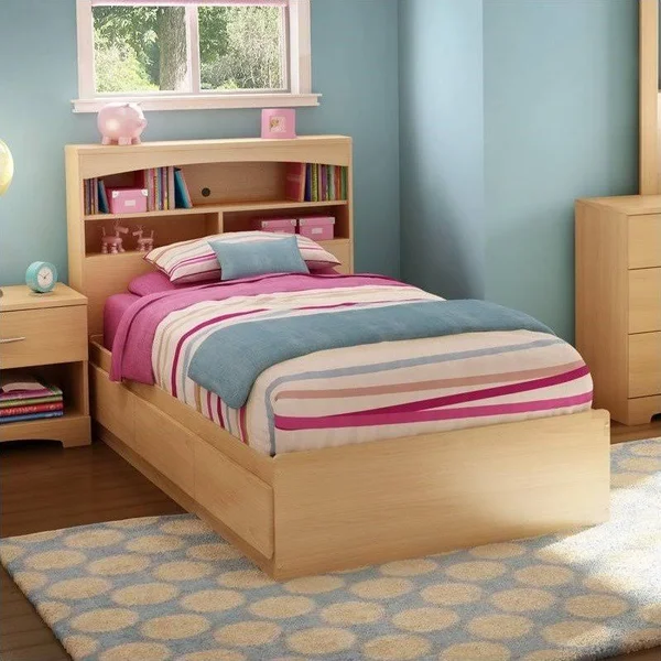 Libra Mate&s Bed with 3 Drawers South Shore, Twin, Natural Maple