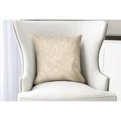 Cale Flower Throw Pillow Charlton Home Color: Tan/Beige, Size: 26x22 x 26x22