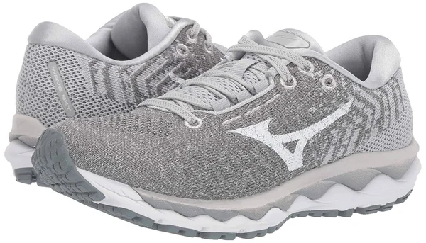 Mizuno Women's Wave Sky Waveknit 3 Running Shoe, Glacier Gray-white, Size 7.5