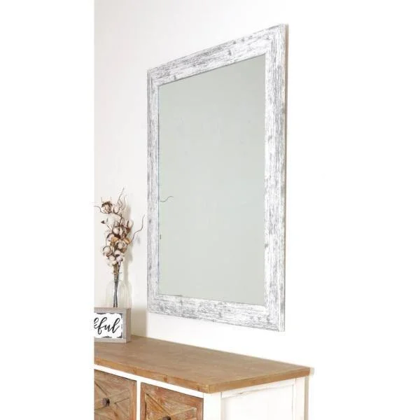 Distressed White Wall Mirror (32.5 x 39)