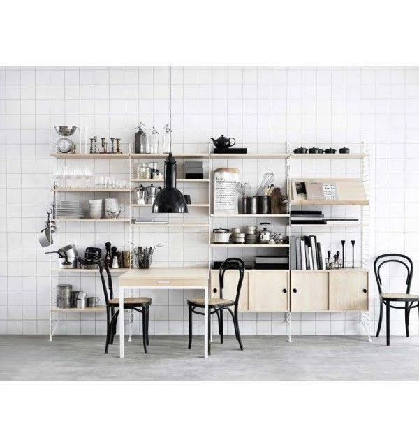 String Cabinet with Sliding Doors - Ash, D: 20cm