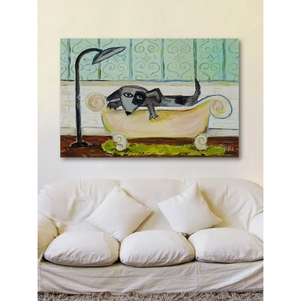 Marmont Hill Dog Bath by Tori Campisi Painting Print on Canvas
