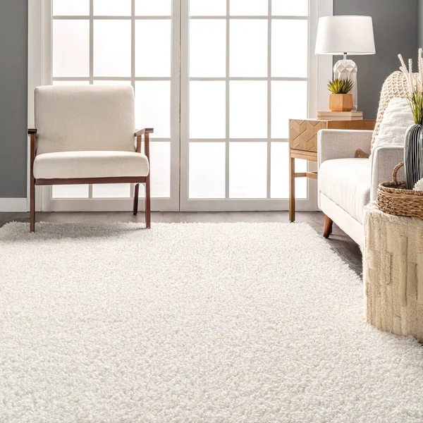 nuLOOM Marlow Machine Washable Soft Shaggy Faux Sheepskin Area Rug - 6& x 9& - White