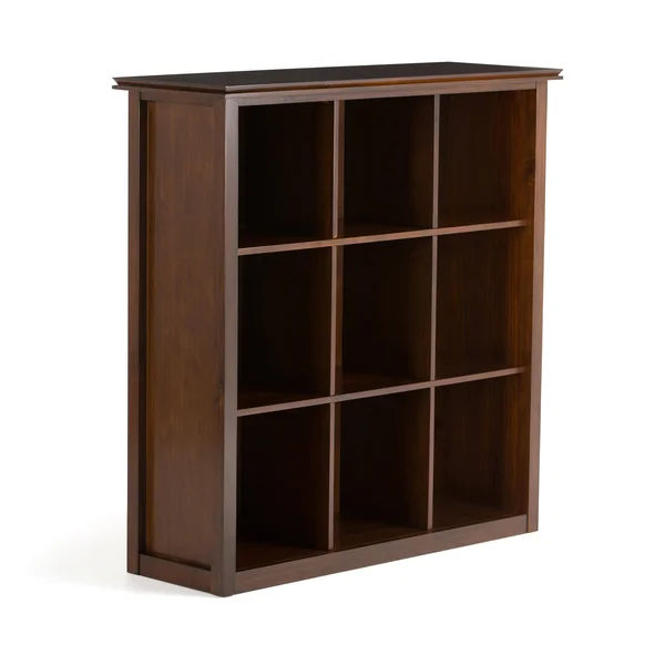 Simpli Home Artisan Solid Wood 9 Cube Bookcase and Storage Unit in Russet Brown