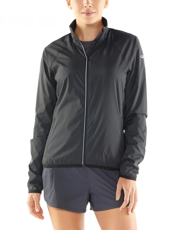 icebreaker Women's Cool Lite Rush Windbreaker Jacket, Black, Merino Wool/Nylon/Tencel