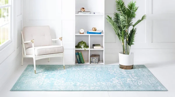 Rugs.com Arlington Collection Rug 7& x 10& Aqua Medium-Pile Rug Perfect for Li