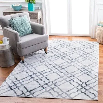 Geometric Ivory/Gray Area Rug Sand & Stable Rug Size: Rectangle 8& x 10&