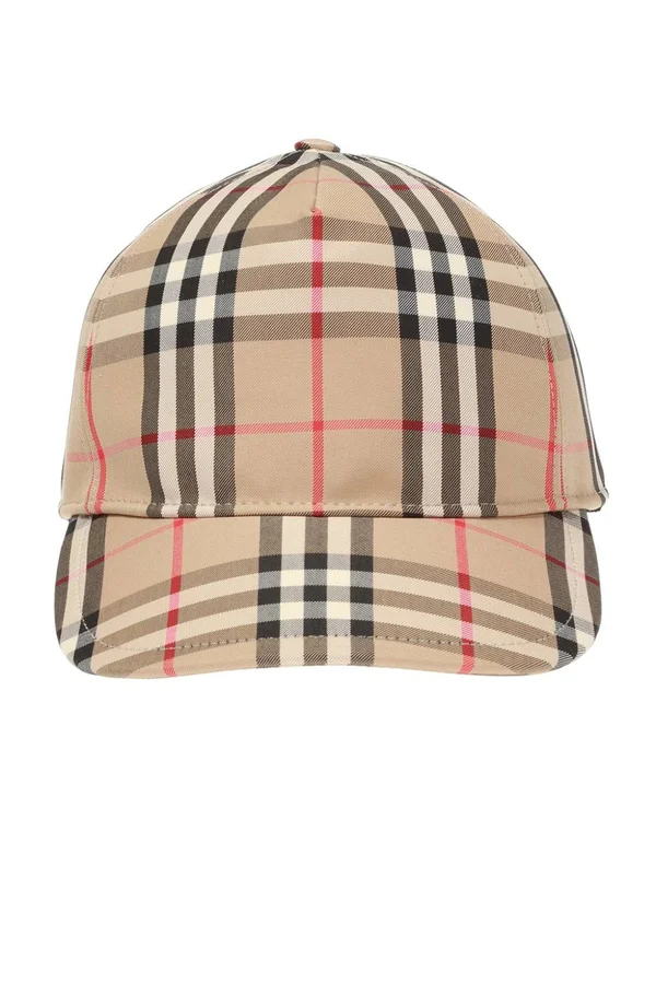 Burberry Logo Detail Vintage Check Baseball Cap, Size: XL, Beige