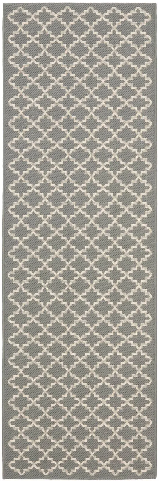 Safavieh Courtyard Anthracite & Beige 2&-3x22 x 18& Indoor/Outdoor Rug