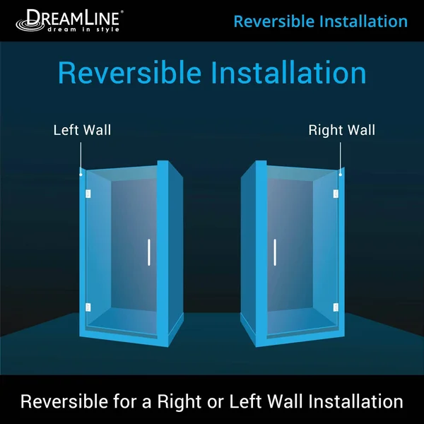 DreamLine SHDR-20267210F-01 Unidoor 26 in. W x 72 in. H Frameless Hinged Shower Door Chrome