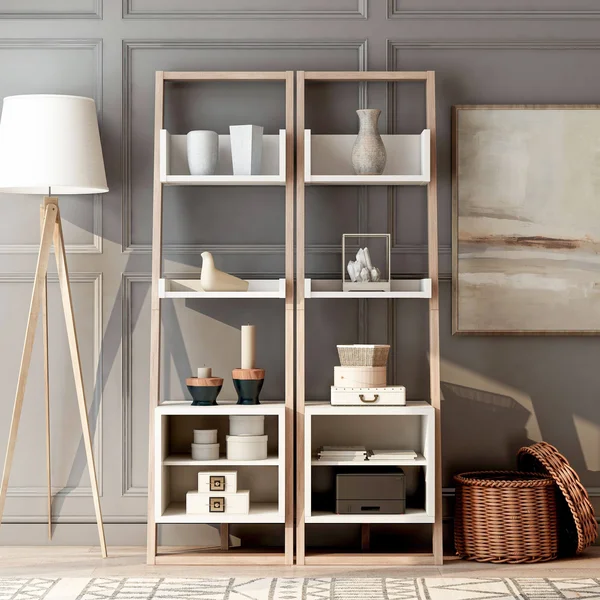 Furniture of America Isabelle Mid-Century Modern 5-Shelf Media Pier (Set of 2) - Natural
