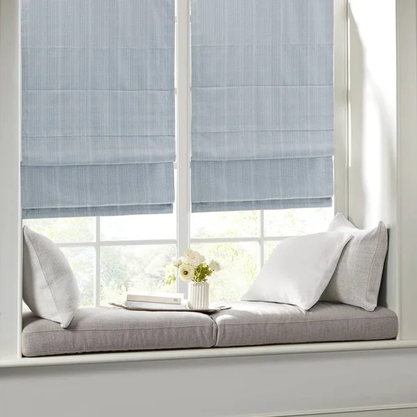 Madison Park 100% Polyester Basketweave Room Darkening Cordless Roman Shade - MP40-7318