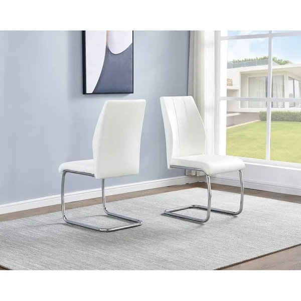 Gudmund 2-Piece Modern Dining Chairs in White Faux Leather