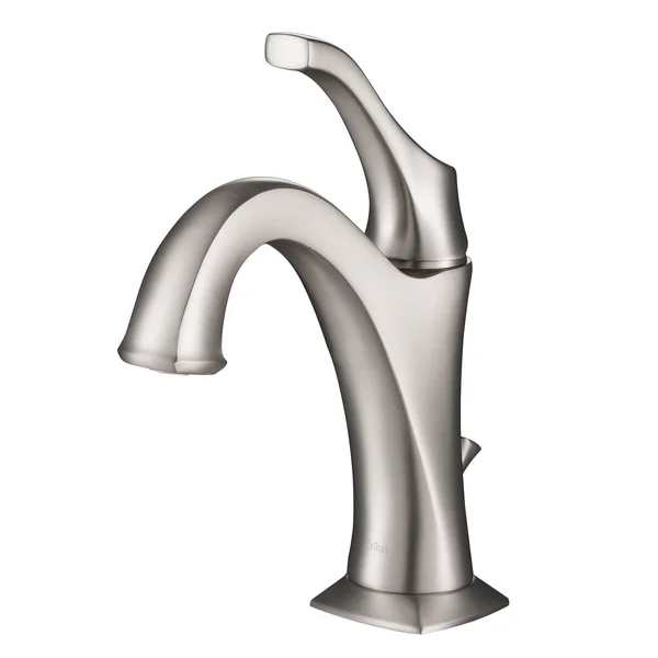 Kraus Arlo Spot-Free all-Brite Stainless Steel Single Handle Basin Bathroom Faucet with Lift Rod Drain and Deck Plate (2-Pack)