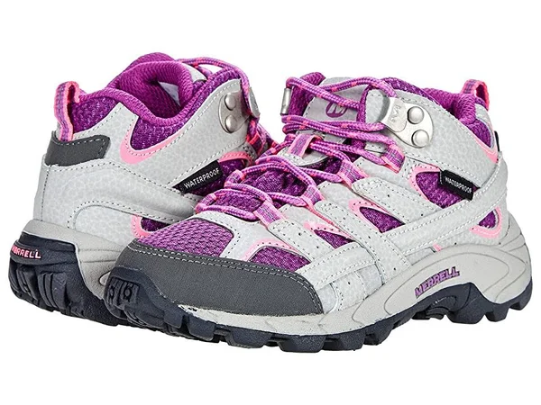 Merrell Kid's Moab 2 Mid Waterproof Boot - Size: 11.5, Paloma/Berry