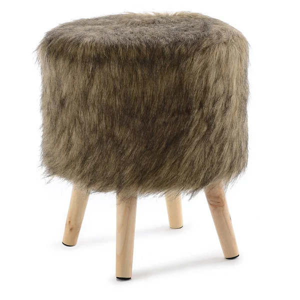 Cheer Collection Faux Fur Wood Leg Stool Brown - Square & Round