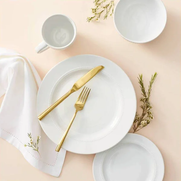Threshold 16-Piece Round Beaded Dinnerware Set - White