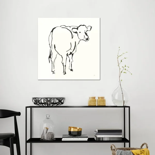Chris Paschke Canvas Art Picture - Line Cow ( Animal Art > Farm Animals > Cows art)
