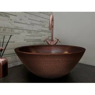 Copper Design CRVS-DW-15-MA Copper Round Vessel Sink Matte - Double Wall - 5.5 x 15 x 15 in.