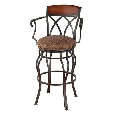Hughey 26x22 Swivel Bar Stool Red Barrel Studio Frame Finish: Sun Bronze, Upholstery: Ford Red