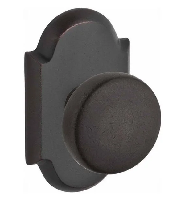 Baldwin Rustic Passage Door Knob with Rustic Arch Rose - Finish: White Bronze