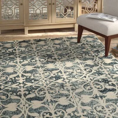 Donoghue Hand-Tufted Wool Dusty Blue/Charcoal/Ivory Area Rug Charlton Home Rug Size: Rectangle 2' x 3'