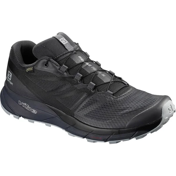 Salomon Sense Ride 2 GTX Invisible Fit Trail Running Shoe - Men's Ebony/Black/Quarry - US 7.5/UK 7.0