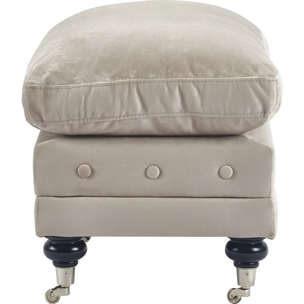 Elle Decor Amery Tufted Storage Ottoman - Taupe