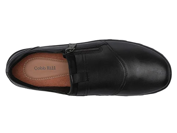Rockport Women's Cobb Hill Amalie Zipper Slip-On, Size: 9.5, Black Leather