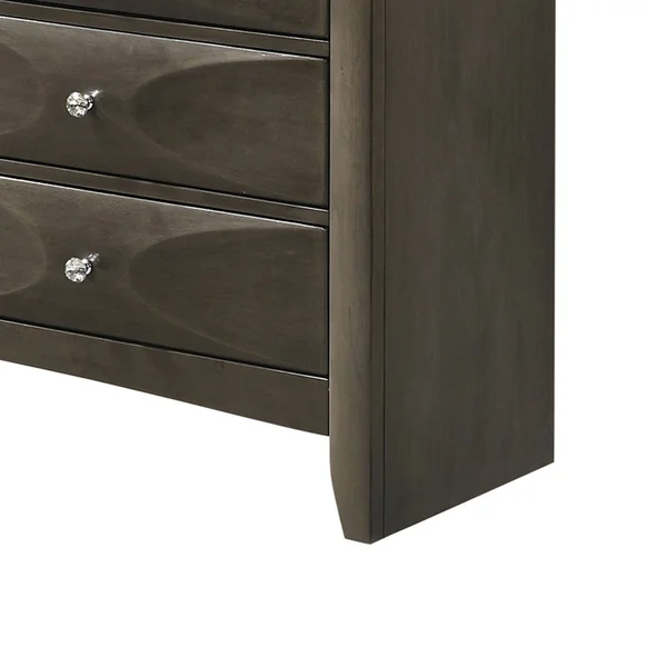 Benzara Bm205540 Wooden Dresser with 8 Spacious Drawers and Accent Knobs Gray