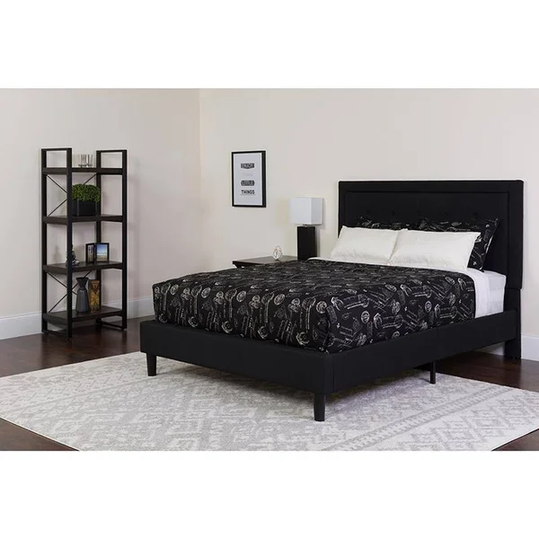 Roxbury Tufted Upholstered Platform Bed - Beige - Twin