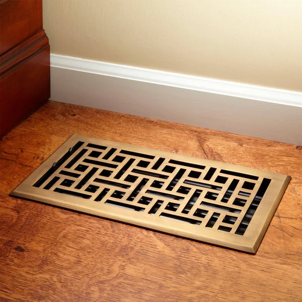Signature Hardware 925584-6-12 Wicker Brass Floor Register - 6x22 x 12x22 Oil Rubbed Bronze 405669