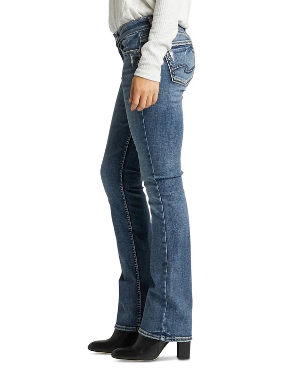 Silver Jeans Co. Women's Elyse Curvy Mid Rise Slim Fit Bootcut Jean
