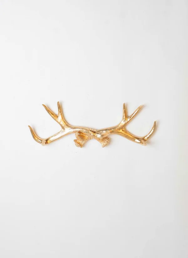 Gold Faux Antler Wall Rack - Deer Antler Hook, Gold Resin Antlers