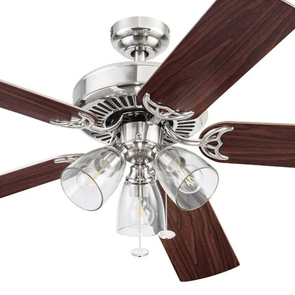 Better Homes & Gardens 52 inch Satin Nickel 3 Light, 5-Blade Ceiling Fan