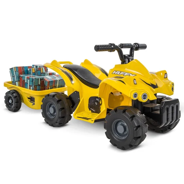 Huffy 6V Mini Quad & Trailer Ride-On Kids& Unisex Yellow
