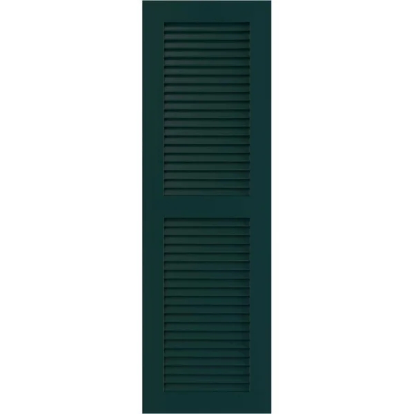 Ekena Millwork CWL18X037DGC 18x22W x 37x22H Exterior Composite Louvered Shutters (Per Pair), Black Forest Green