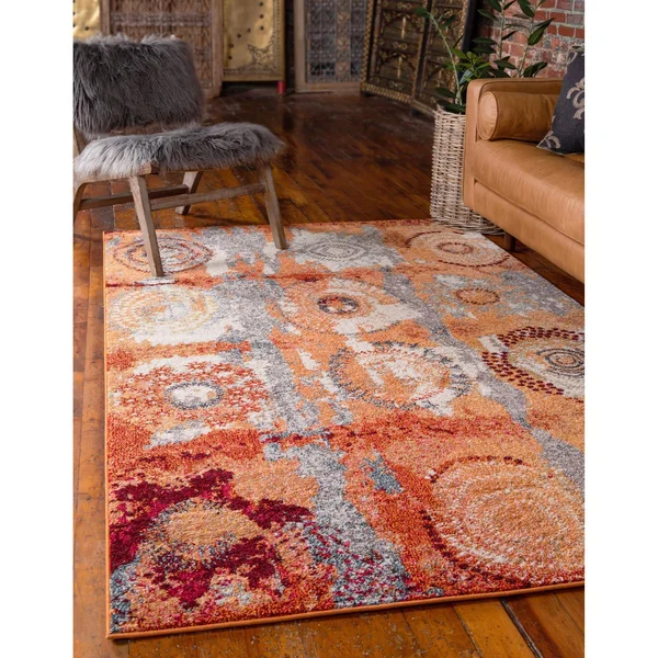 Unique Loom Sierra Estrella Area Rug (9& x 12& - Orange)
