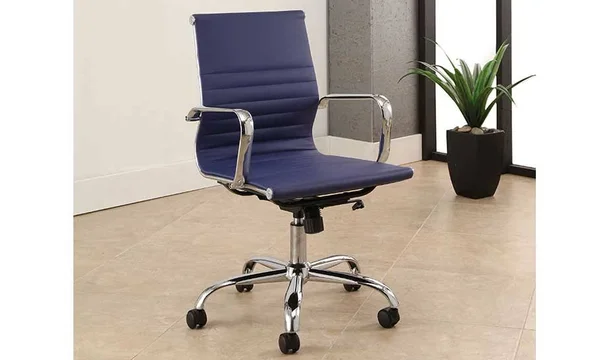 Abbyson Brentwood Silver Finish Leather Office Chair - White