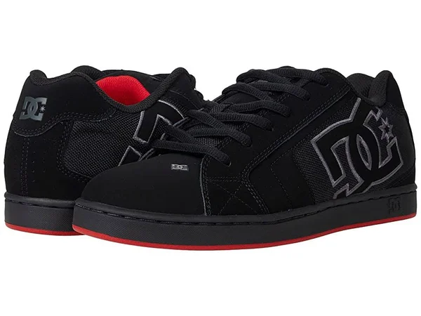 DC Net Men's Skate Shoes Black/Black/Red : 18 D - Medium
