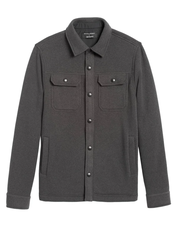 Banana Republic Men's Polartec Sweater Fleece Shirt Jacket Charcoal Gray Size M