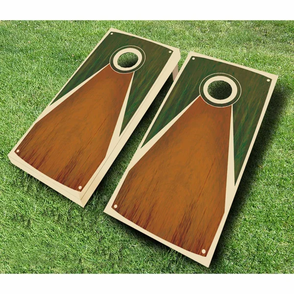 AJJ Cornhole Tarpis Green Chestnut Stained Cornhole Set Red & Yellow