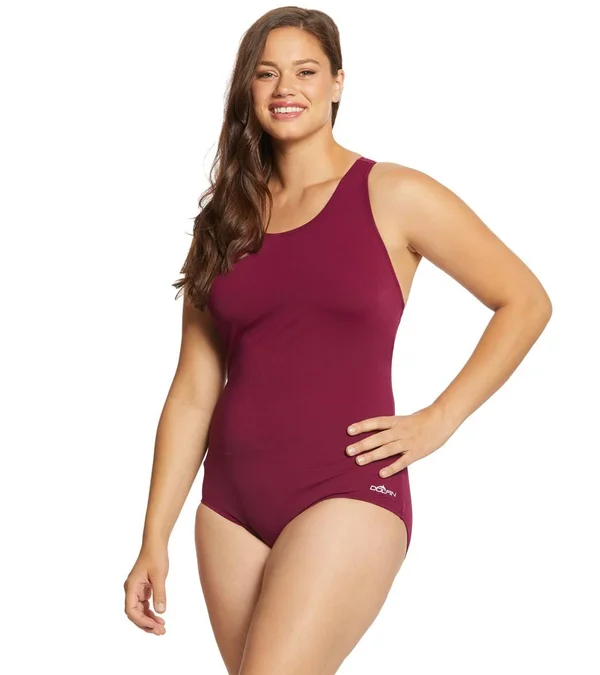 Dolfin Women's Aquashape Solid Conservative Lap Suit Maroon 16