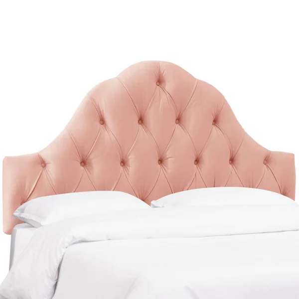 Full High Arched Diamond Tufted Headboard in Velvet Blush Pink - Skyline Furniture