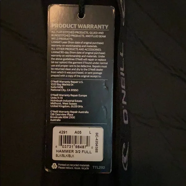 O&Neill Hammer 3/2 Full Wetsuit - Black